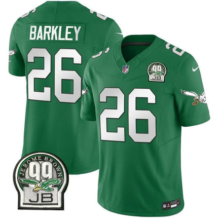 Men's Eagles Jerome Brown Patch Kelly Green Alternate Jersey V2 - All Stitched