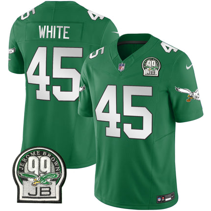 Men's Eagles Jerome Brown Patch Kelly Green Alternate Jersey V2 - All Stitched