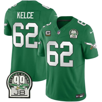 Men's Eagles Jerome Brown Patch Kelly Green Alternate Jersey V2 - All Stitched