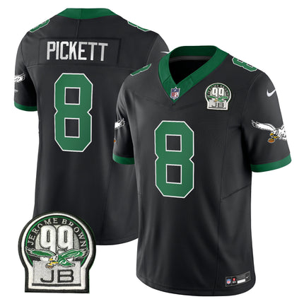 Men's Eagles Jerome Brown Patch Kelly Green Alternate Jersey V2 - All Stitched
