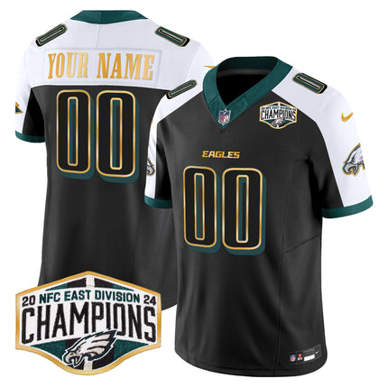Custom Gender/Name Eagles 2024 NFC East Division Champions Gold Trim Vapor Limited Jersey - All Stitched