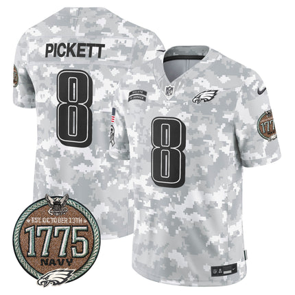 Men's Eagles 2024 Salute to Service Establishment Year Patch Vapor Limited Jersey - All Stitched