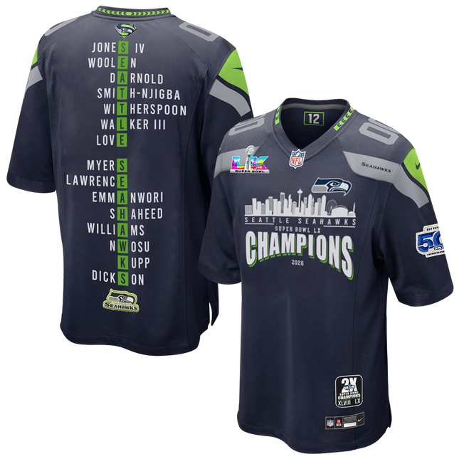 Super Bowl LX Champions Seattle Seahawks Stitched Jersey